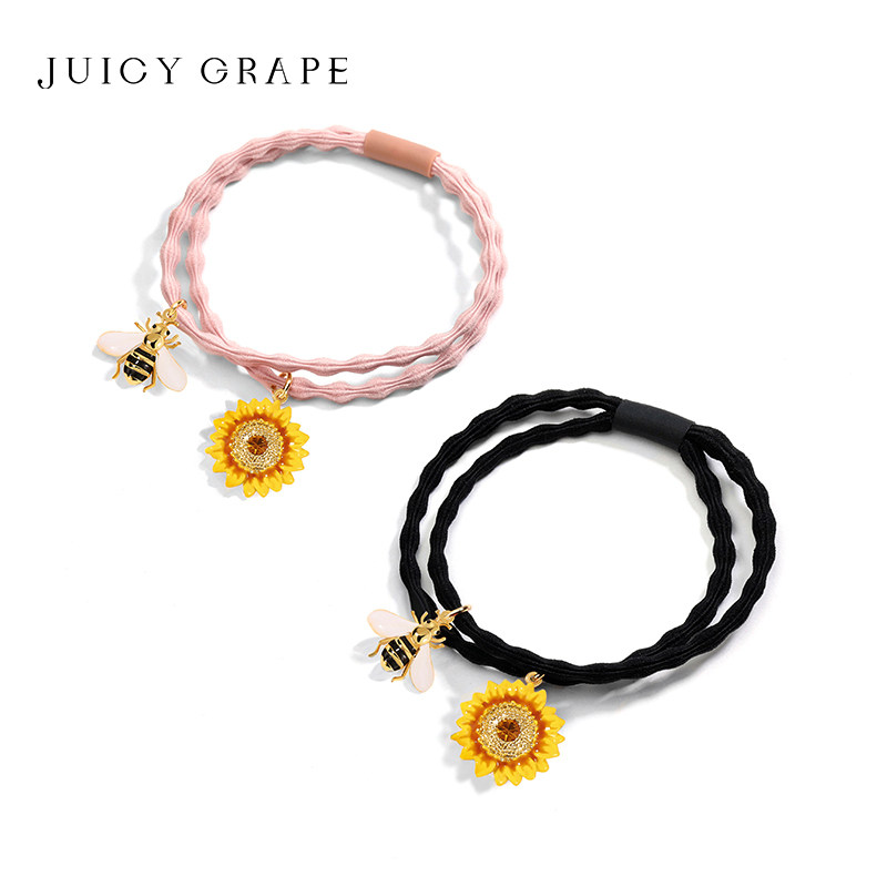 Juicy Grape珐琅向日葵一举夺魁饰品蜜蜂花朵简约发绳扎头发饰品