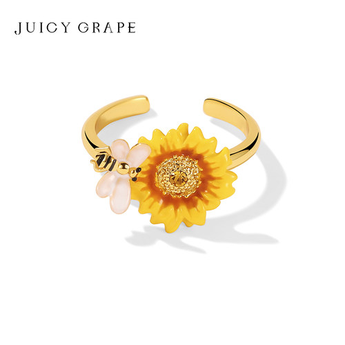 JuicyGrape手绘珐琅向日葵戒指