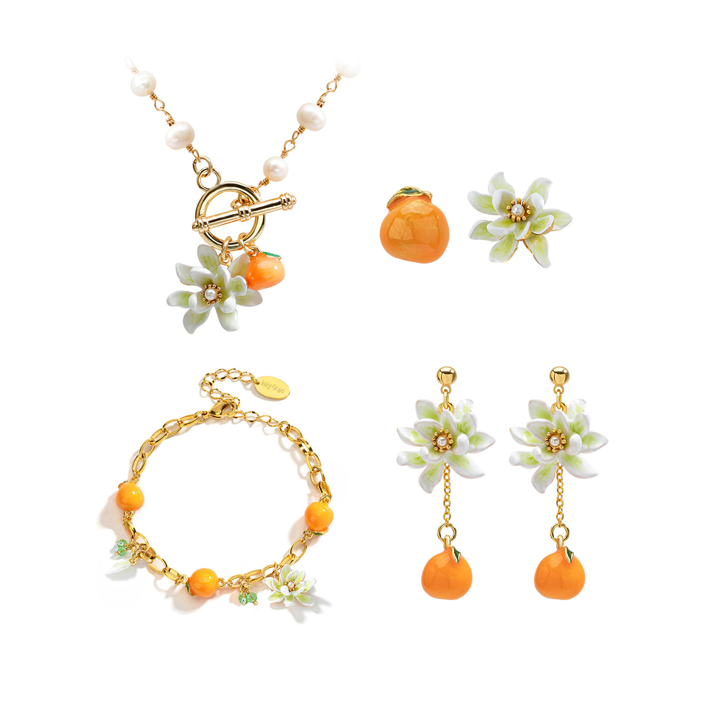 浪浪钉耳钉女夏季小众设计感柑橘栀子花不对称耳饰水果橘子花耳环,饰品/流行首饰/时尚饰品新,耳钉,淘宝优惠券,粉丝福利购,淘宝优惠卷