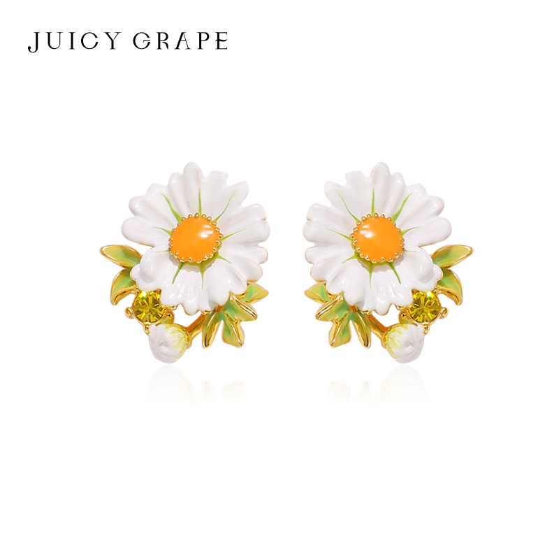 JuicyGrape白色雏菊耳环