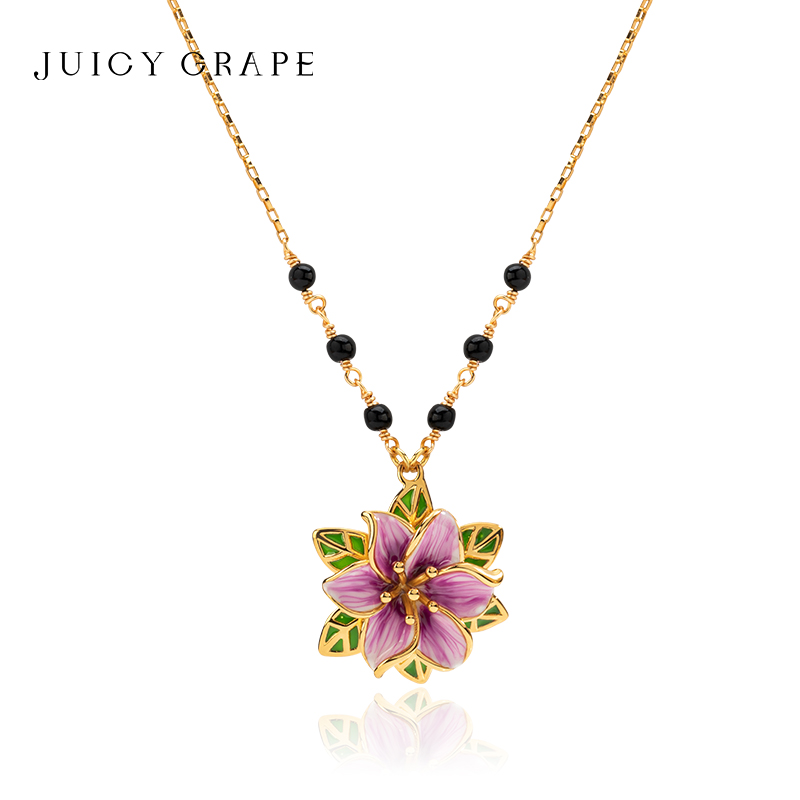 项链紫色桔梗花系列气质简约