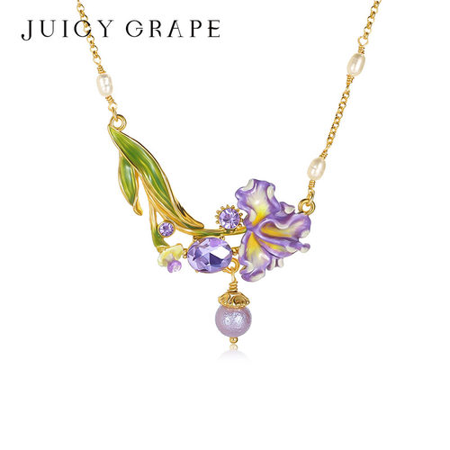 JuicyGrape紫色鸢尾花吊坠项链