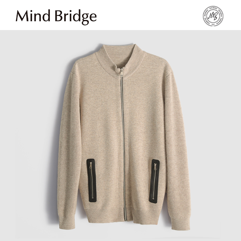 MindBridge绵羊毛混纺/48支双股/秋冬防风保暖加厚针织开衫男MA9A
