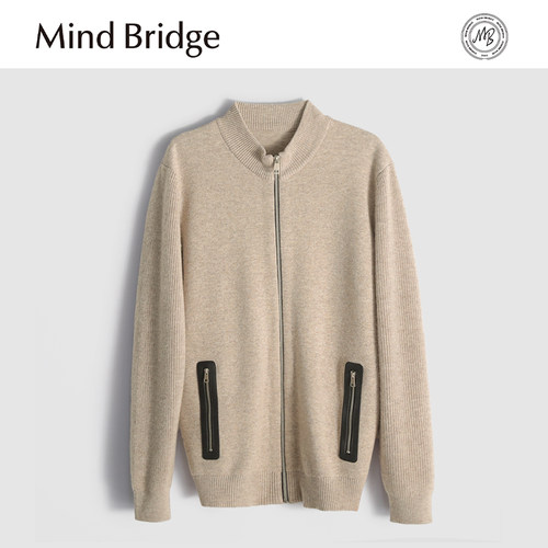 MindBridge绵羊毛混纺/48支双股/秋冬防风保暖加厚针织开衫男MA9A
