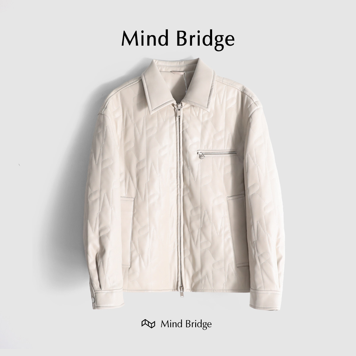 MindBridge【首尔初雪】防水防风保暖加厚PU皮夹克男棉服冬 M4256