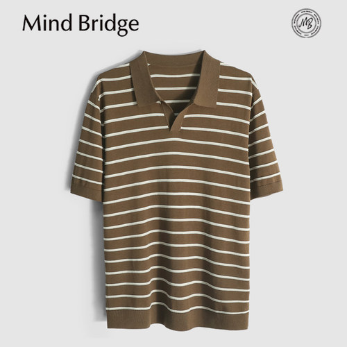 MindBridge桑蚕丝+亚麻/3色海鸥领短袖T恤针织POLO衫年轻随性MB1L