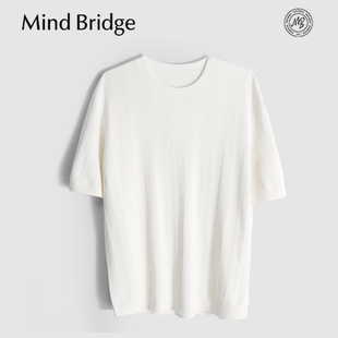 MindBridge桑蚕丝 4色弹力圆领短袖 T恤针织衫 男慵懒松弛MB1F 亚麻