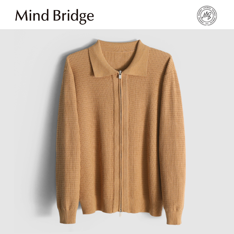 MindBridge绵羊毛桑蚕丝/600g/秋冬重磅保暖透气休闲毛衣开衫MA7V