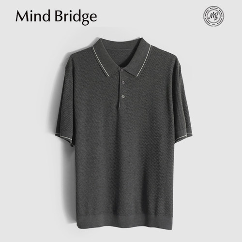 MindBridge桑蚕丝+亚麻/老钱风3色弹力翻领短袖T恤针织POLO衫MB1A