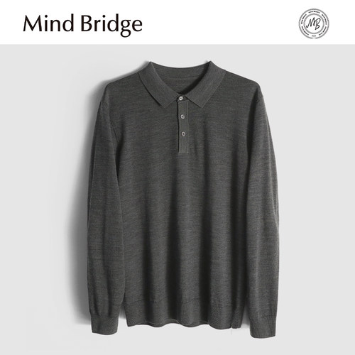 MindBridge100%绵羊毛/15.78μm/秋冬商务休闲翻领针织POLO衫MA6C