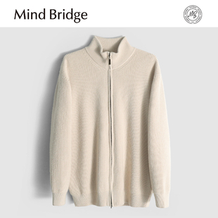 MindBridge绵羊毛9针加厚竖条提花 MA8D 秋冬弹力保暖针织毛衣开衫