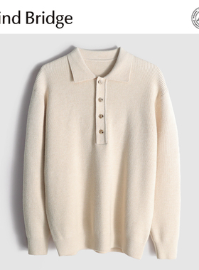 MindBridge绵羊毛混纺/48支双股/秋冬防风保暖翻领针织衫毛衣MA7Y