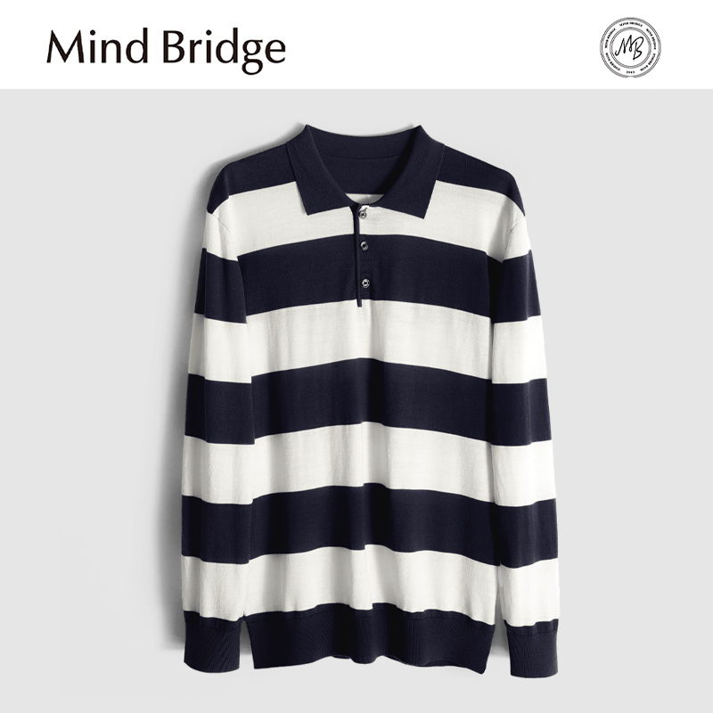 MindBridge100%绵羊毛/207g/秋冬防风保暖翻领休闲打底羊毛衫MA8N