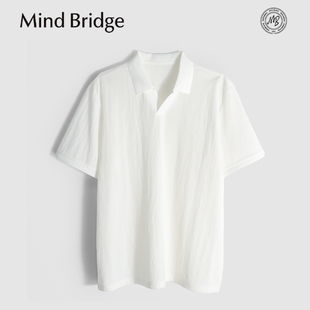 MindBridge棉麻混纺 宽松海鸥领短袖 T恤 手感细腻丝滑MB1V 4色阔版