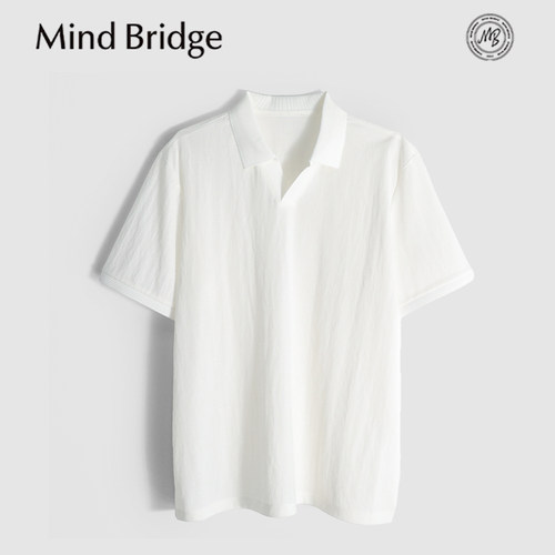 MindBridge棉麻混纺/4色阔版宽松海鸥领短袖T恤/手感细腻丝滑MB1V