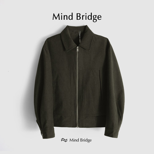MindBridge翻领秋灯芯绒夹克肌理