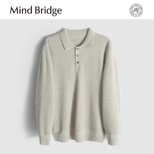 MindBridge 绵羊毛双股48支/570g秋冬商务休闲翻领针织衫保暖MA6H