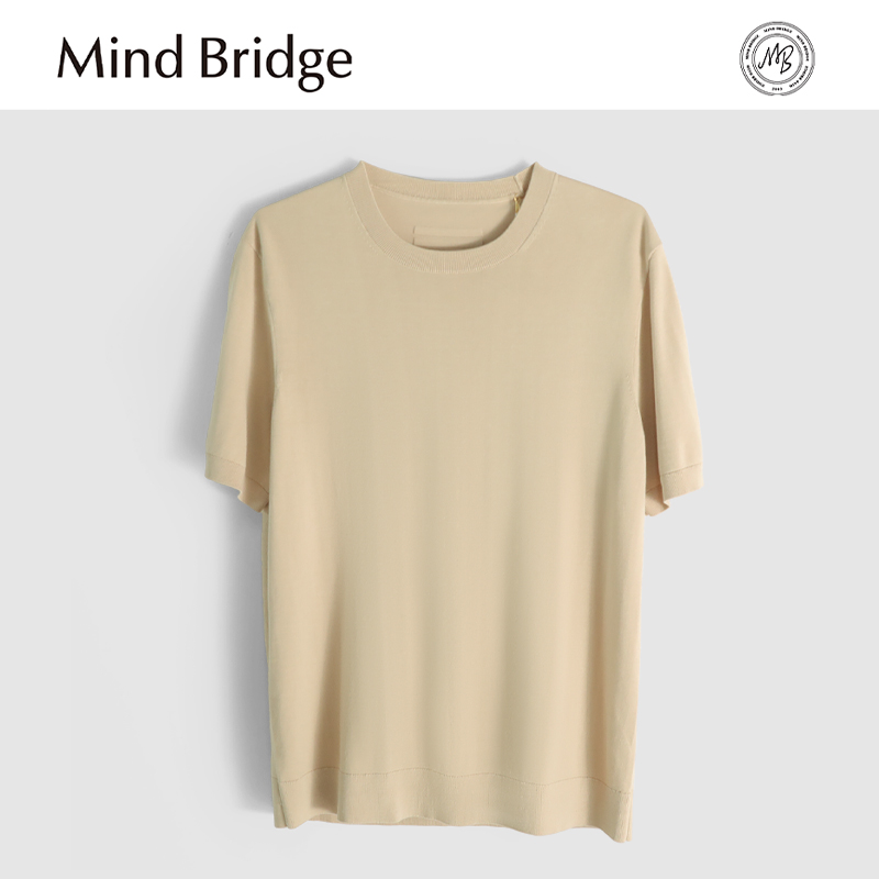 MindBridge【天蚕丝混纺】夏季高弹力休闲短袖T恤男垂感抗皱 MA12