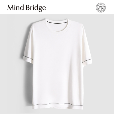 MindBridge桑蚕丝+亚麻/3色经典圆领高弹力休闲短袖T恤针织衫MB17