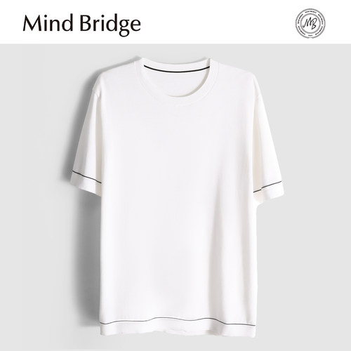 MindBridge桑蚕丝+亚麻/3色经典圆领高弹力休闲短袖T恤针织衫MB17