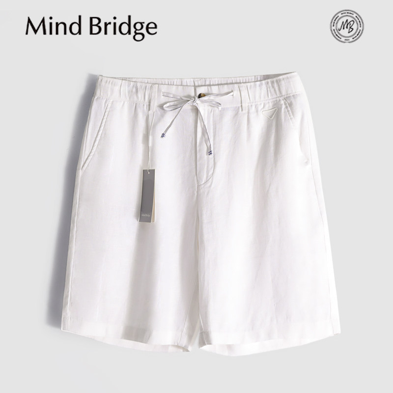 MindBridge"白露霜花"100%亚麻微廓宽松直筒商务休闲短裤透气MB08