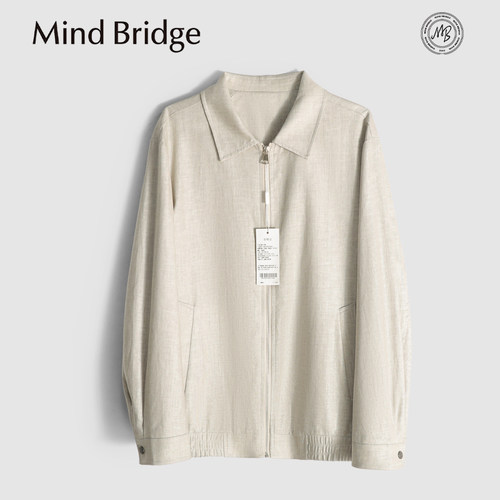 MindBridge100%亚麻/抑菌防螨/春夏翻领宽松休闲夹克吸湿透气MB4K