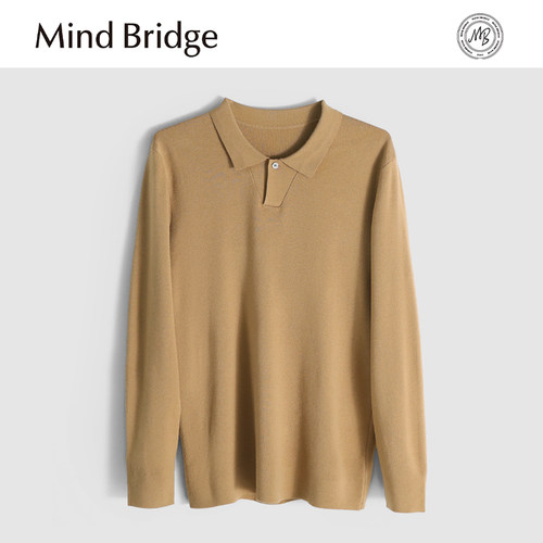 MindBridge山羊绒/桑蚕丝/秋冬商务休闲保暖翻领针织衫内搭男MA88
