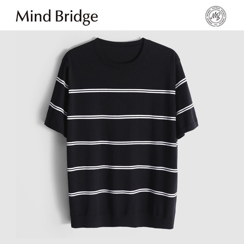 MindBridge【即将断码】桑蚕丝亚麻休闲圆领弹力针织短袖T恤 MA0K