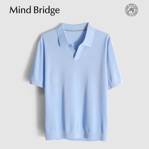 MindBridge桑蚕丝+亚麻/9色海鸥领短袖T恤针织POLO衫年轻显瘦MB1C