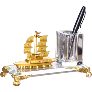 创意笔筒办公室桌面高档商务水晶笔筒定制刻字公司企业活动纪念品logo笔筒送领导礼物纪念品简约复古男女礼品