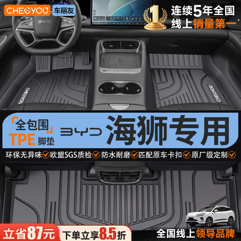 车丽友适用26款比亚迪海狮06EV 05DMI海狮07EV全包围TPE汽车脚垫