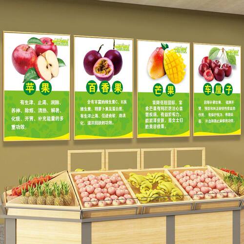 水果店超市挂画墙面布置创意水果装饰画贴纸广告玻璃门贴画海报纸