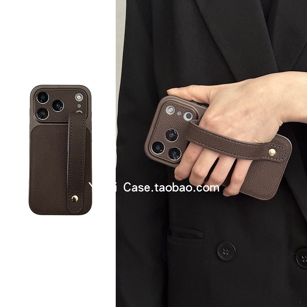 大视窗小众高级感棕咖荔枝皮纹便携皮带条适用苹果17promax手机壳iphone15promax全包16简约复古14保护13套,3C数码配件,手机保护套/壳,淘宝优惠券,粉丝福利购,淘宝优惠卷