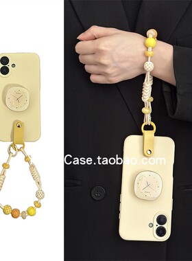 小众甜美少女磨砂软壳ins奶黄木珠蜡绳17promax适用苹果16promax手机壳13支架12韩系15pro防摔14保护套