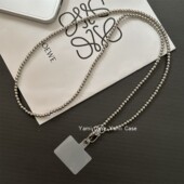 手机挂链长款 斜挎可背手工串珠电镀银珠轻巧便携防丢挂链通用夹片