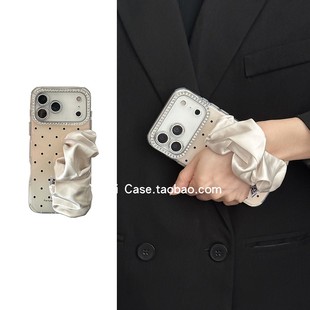 ins风韩系高级感炫彩奶黄波点丝巾手腕带16promax适用苹果17promax手机壳iphone13小众15pro简约17/14保护套