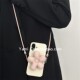 手机背夹斜挎挂绳ins韩风少女充棉羽绒花朵可爱潮甜美手机夹通用