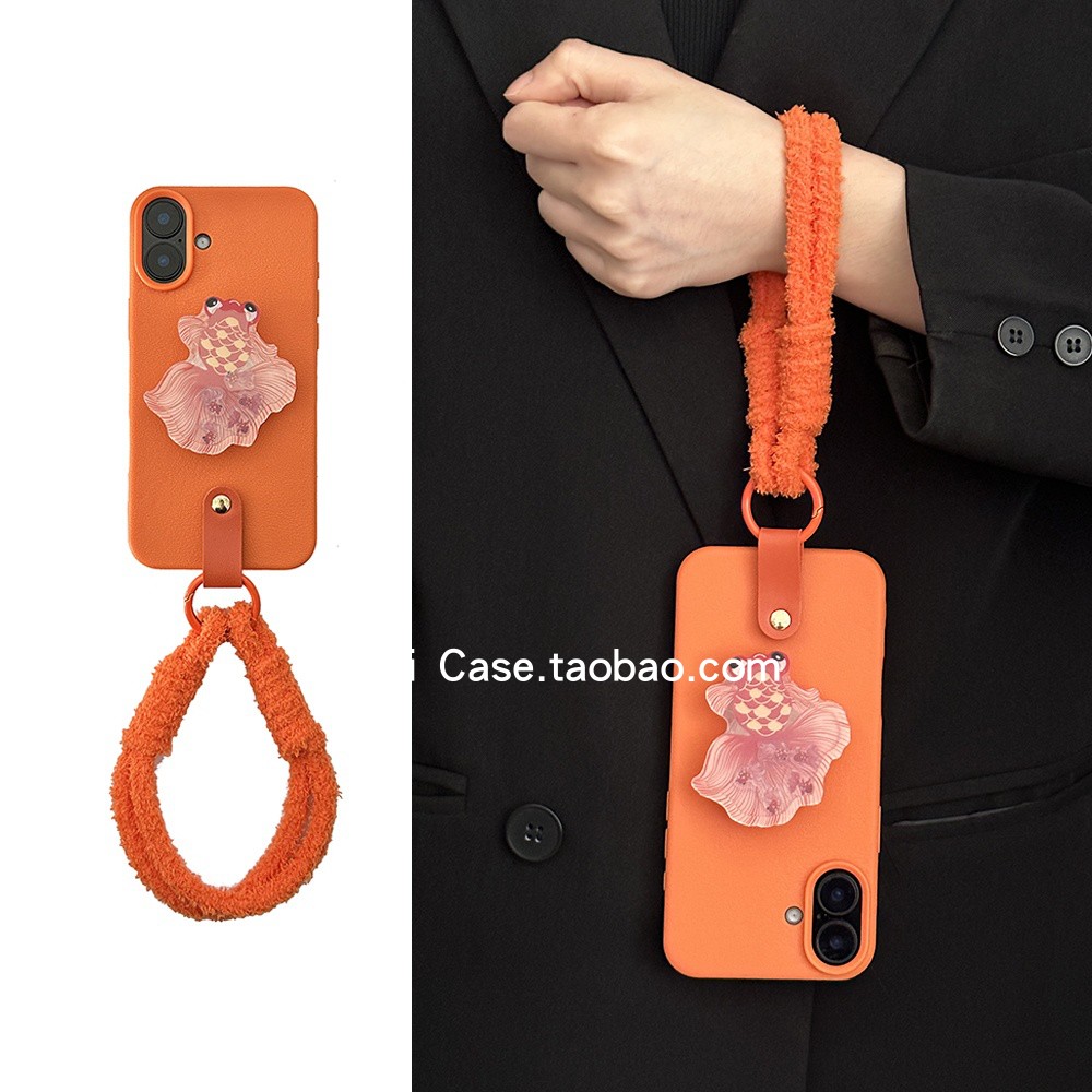 小众in韩国创意摇摇乐好运锦鲤支架16promax适用苹果17promax手机壳iphone13毛茸手绳17软15pro个性14保护套