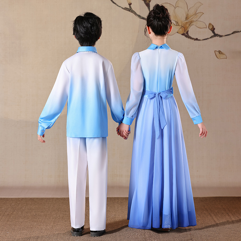六一儿童合唱演出服中国风