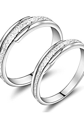 饰品结婚波浪纹镶钻情侣对戒