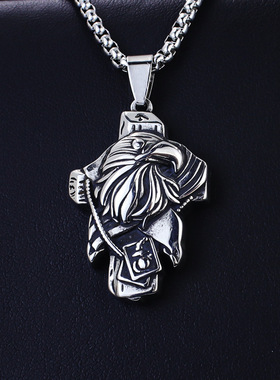 ins风白头海雕欧美男士嘻哈项链吊坠朋克饰品配饰