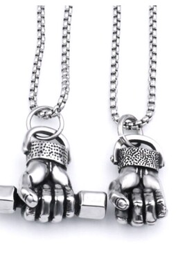 欧美饰品朋克风钛钢拳头吊坠项链