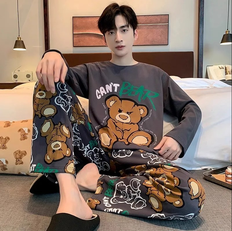 男士睡衣春秋季长袖长裤两件套春秋青少年卡通薄款圆领宽松家居服,女士内衣/男士内衣/家居服,睡衣/家居服套装,淘宝优惠券,粉丝福利购,淘宝优惠卷