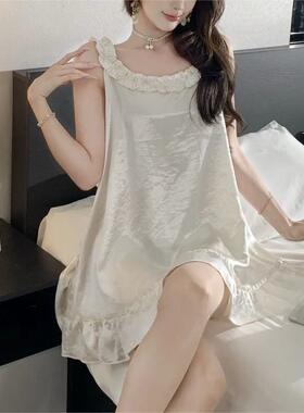 纯欲风白月光睡衣女士2026新款吊带睡裙短款荷叶花边连衣裙夏薄款