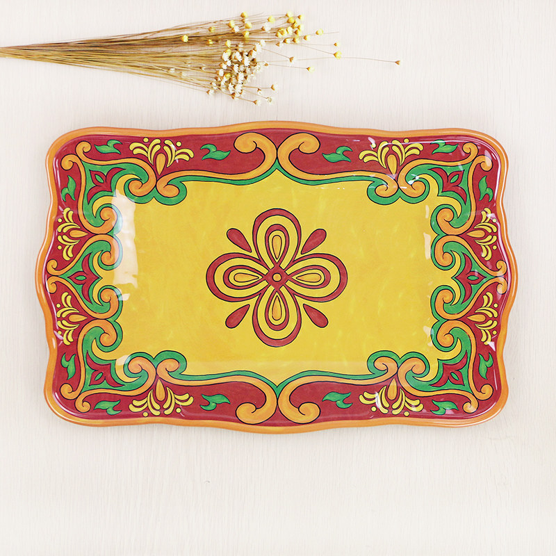 蒙古系列柯尔纹塑料托盘长方形餐盘上班族食堂餐厅专用盘果盘家用,餐饮具,餐用托盘,淘宝优惠券,粉丝福利购,淘宝优惠卷