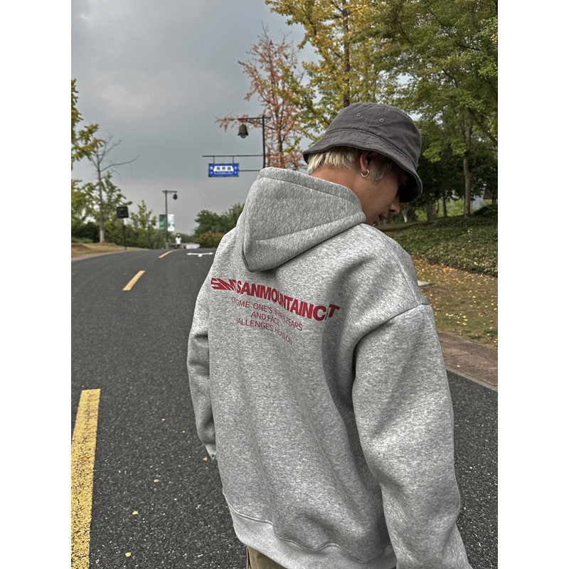 SMT山猫420g重磅廓形高街休闲字母印花连帽卫衣宽松时尚长袖帽衫