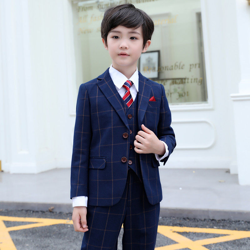 儿童西服套装男童礼服小西装外套花童小孩钢琴演出服三件套秋冬款