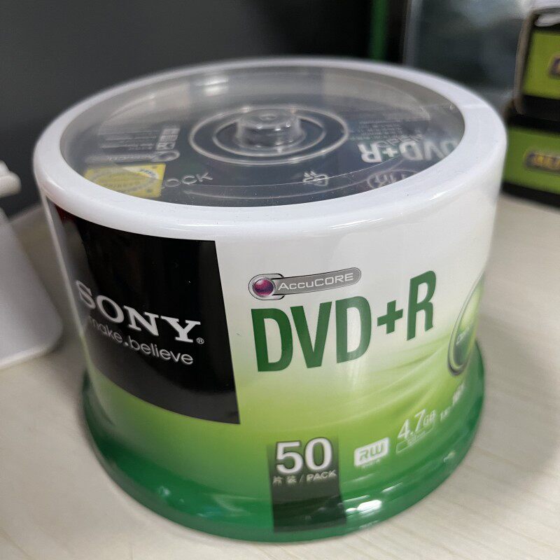 正品SONY索尼DVD+R空白刻录光盘原装光碟片4.7G16X50片桶装