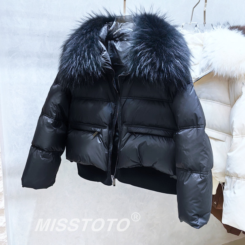 高级感超大貉子毛领加厚保暖宽松短款羽绒服女小个子时尚高档外套