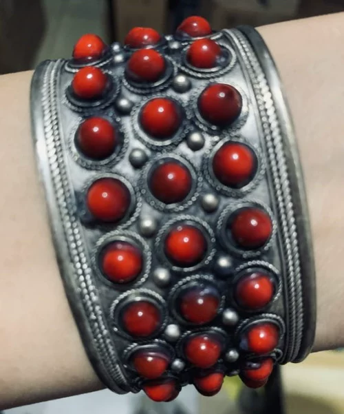 Ruby stone inlay walnut, silver bracelet natural stone, jewelry, accessory